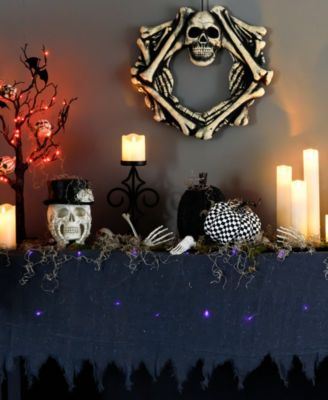 7075" Lighted Raggedy Halloween Valance with Purple LED Lights