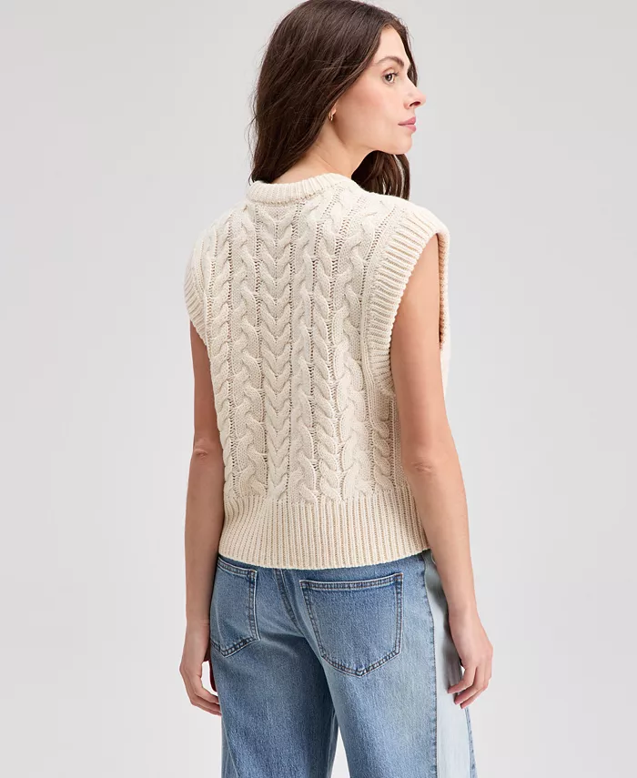 Women's Extended-Shoulder Cable-Knit Sweater Vest - thumbnail 2