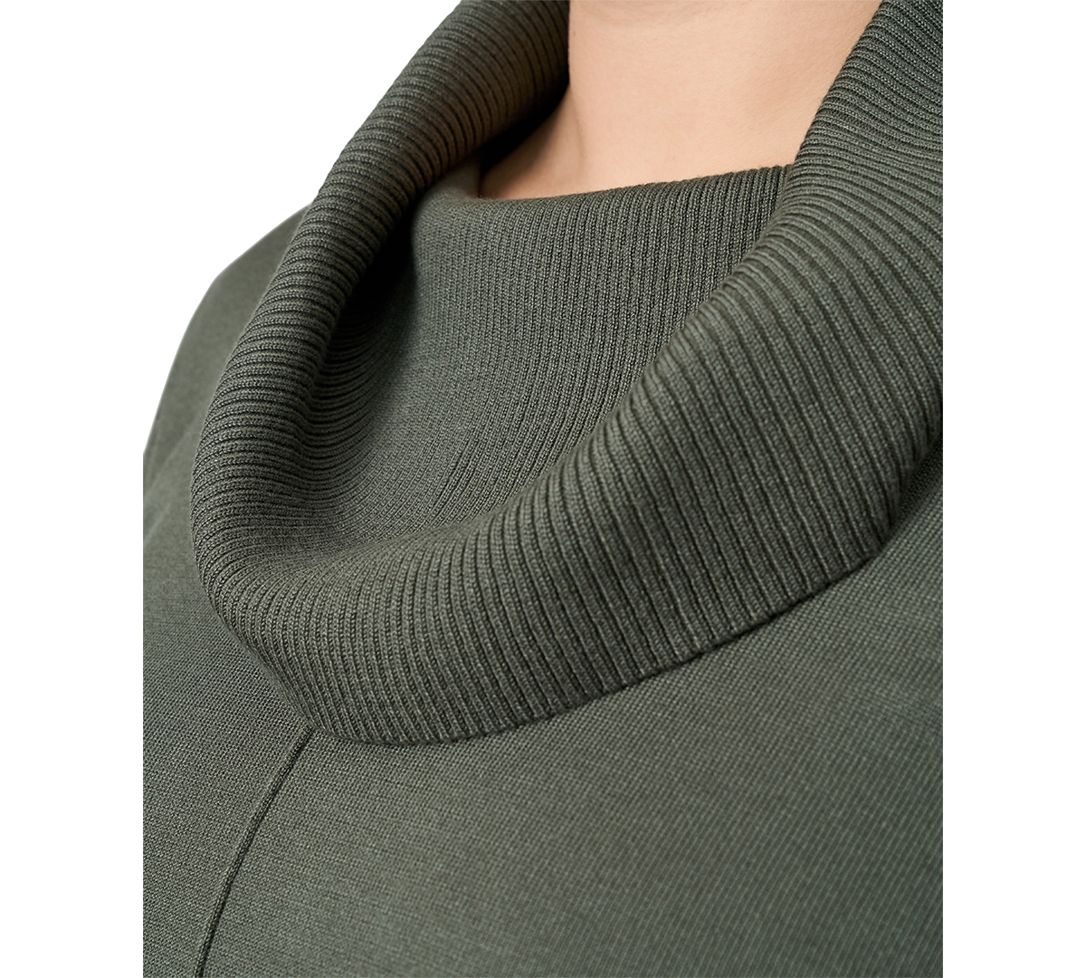 Melissa Paige Plus Size Cowlneck High-low Sweater In Green