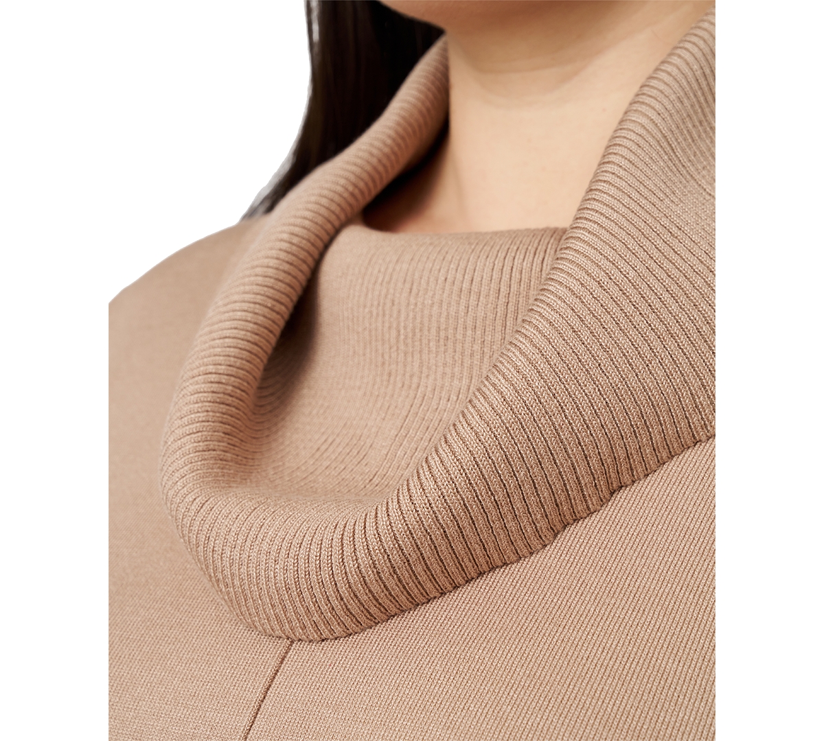 Melissa Paige Plus Size Cowlneck High-low Sweater In Neutral