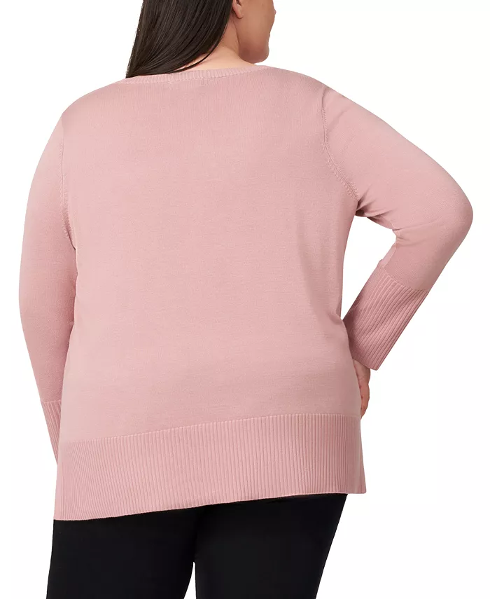 Plus Size Button-Cuff Boat-Beck Sweater - thumbnail 2
