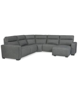 Miren 5-Pc. Fabric Chaise Sectional with 2 Power Headrest Recliners