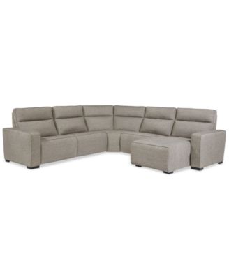 Miren 5-Pc. Fabric Chaise Sectional with 2 Power Headrest Recliners, Exclusively at Macy's