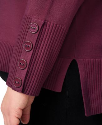 Plus Size Button-Cuff Boat-Beck Sweater