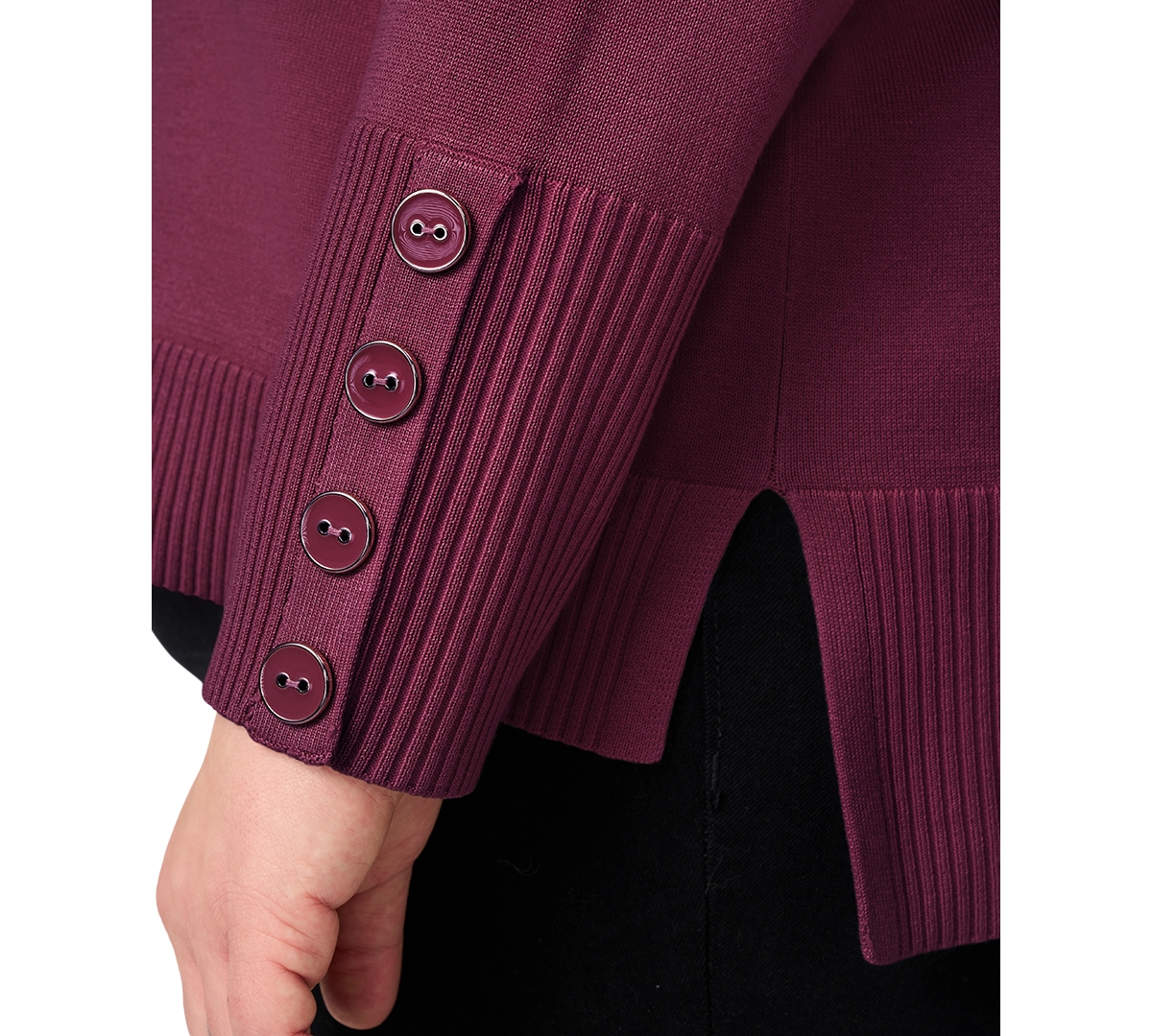 Melissa Paige Plus Button-Cuff Boat-Beck Sweater