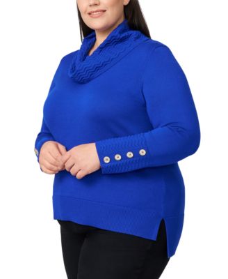 Plus Size Ribbed-Hem Cowl-Neck Sweater