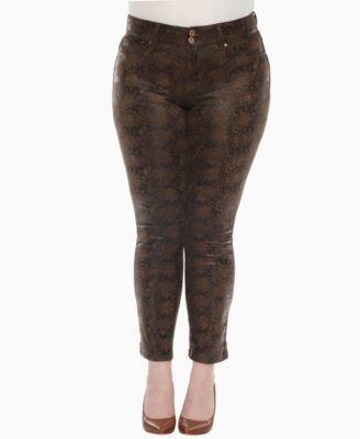 Plus Size Faux Suede Snake Print Pants