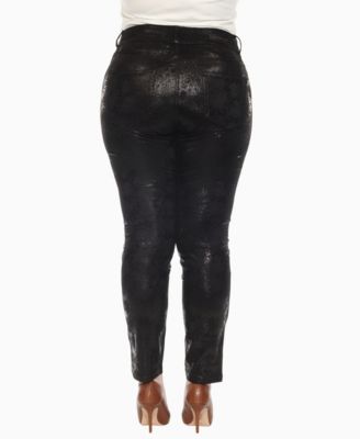 Plus Size Faux Suede Snake Print Pants