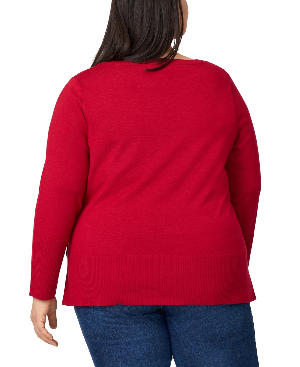 Melissa Paige Plus Size Side-button Tunic Sweater In Multi