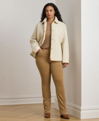 Plus Size Faux-Sherpa-Collar Quilted Coat