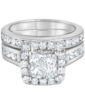 Diamond Princess Quad Cluster Halo Bridal Set (2-1/4 ct. t.w.) in 14k White Gold