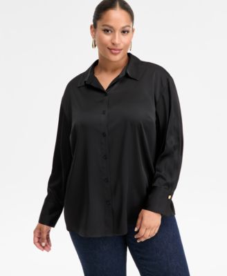 Plus Size Satin Silky Shirt, Macy's Exclusive
