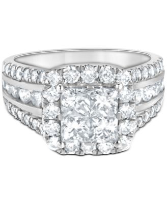 Diamond Princess Quad Cluster Halo Engagement Ring (2-1/2 ct. t.w.) in 14k White Gold