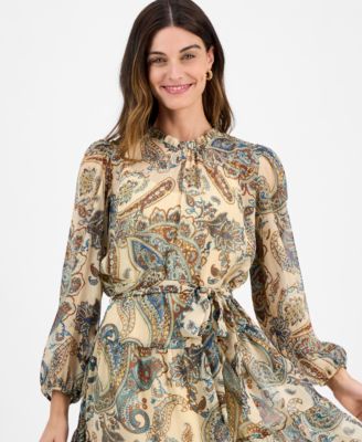 Women's Paisley-Print Fit & Flare Dress