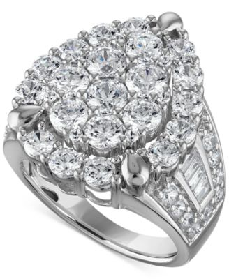 Macy's - Diamond Halo Cluster Pear Ring (4 ct. t.w.) in 14k White Gold