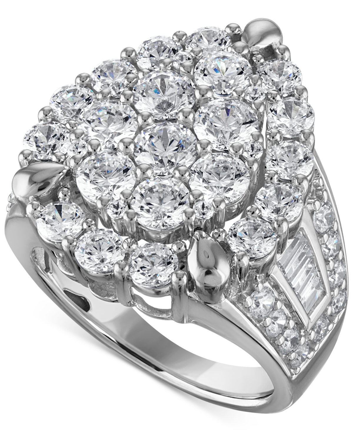 Diamond Halo Cluster Pear Ring (4 ct. t.w.) in 14k White Gold - White Gold