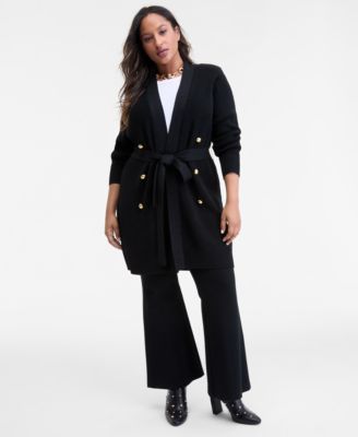 Women's Metallic Open-Front Cardigan