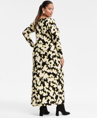 Plus Size Printed Crossover-Neck Maxi Dress, Macy's Exclusive 