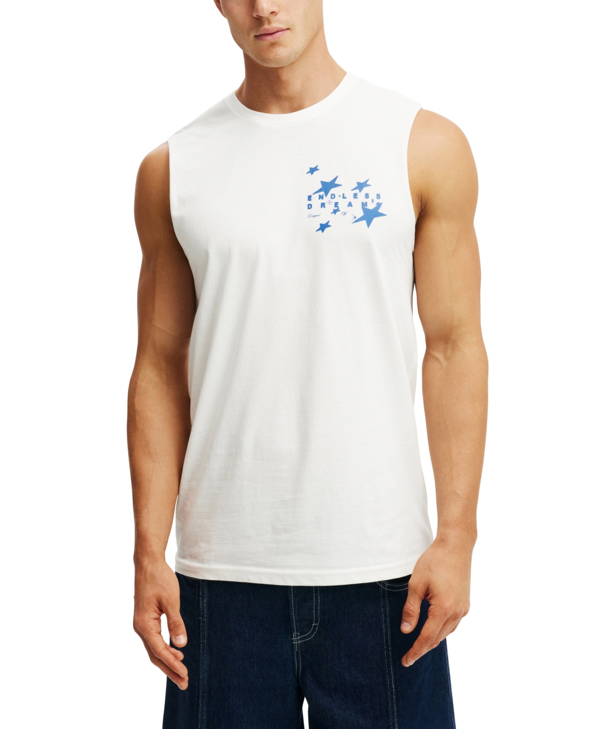 Men's Graphic Muscle Tank Top - Vintage white, Art of luxury
