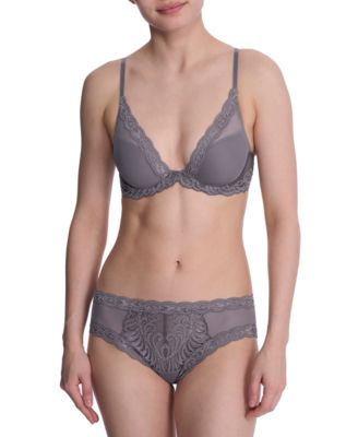 Women's Feathers Lace Contour Underwire Plunge Bra 730023