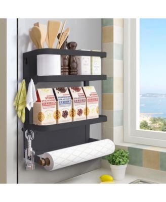 Magnetic Kitchen Organization Rack With Paper Towel Holder