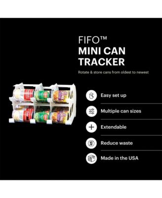 Countertop Mini Can Tracker Holds 30 10 to 24 Oz Can Sizes, USA Made, White
