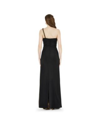 Women's Braided Strap One Shoulder Metallic Drape Dress