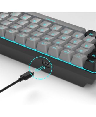 Portable 60% Mechanical Gaming Keyboard,Backlit Compact 68 Keys Mini Wired Office Keyboard with Blue Switch - Grey/Black