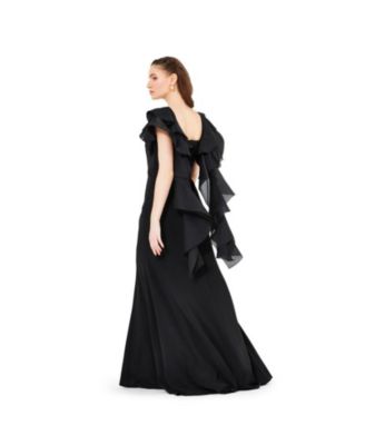 Women's Cascading Sleeves Gown with Embellished Neckline