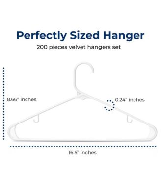 200 Pcs. of Standard Plastic Hangers for Clothes - Durable Tubular Hanger Slim Design Hanger Set