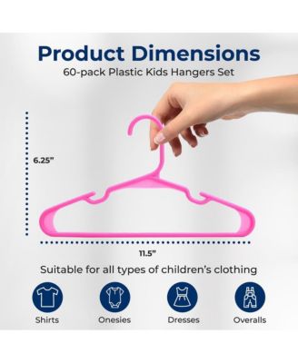 60 Pcs. Non-Slip Plastic Kids Hangers - Durable and Space-Saving Closet Organizers for Infants, Toddlers, and Kids&#39; Clothing (Pink
