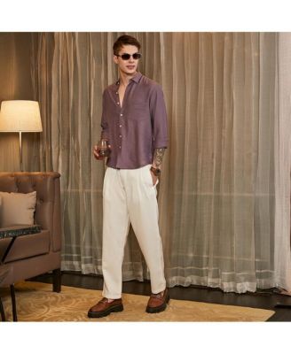 Men's Grape Purple Breezy Wrinked Relaxed Shirt