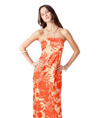 Women's Strapless Print Maxi Dress