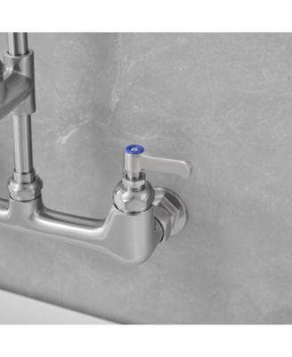 Commercial Restaurant Pull Down 2-Handle Wall Mount Pre-Rinse Spray Utility Kitchen Faucet in Polished Chrome