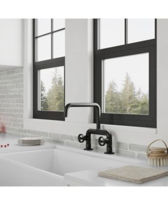 2-Handle 2 Holes Deck Mount Modern Kitchen Faucet With 360 ° Swivel Spout