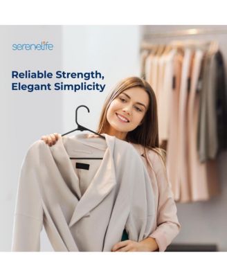 20 Pcs. Plastic Hangers - Non-Slip, Sturdy, and Heavy Duty Coat Set with 360&amp;#xB0; Swivel Hook for Clothes (Black)