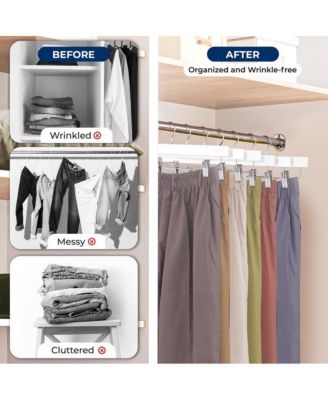 20 Pcs. Premium Wooden Pants Hangers - Heavy Duty Hanger Set with Chrome 360&amp;#xB0; Swivel Hook (White)