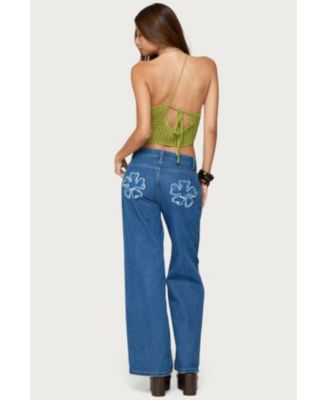 Women's Flower Patch Low Rise Jeans