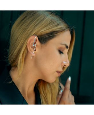 True Lightning Gemstones Sterling Silver Bolt Ear Crawler