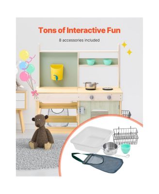 Wooden Mud Kitchen Outdoor Playset for Kids Pretend Cooking and Garden Play