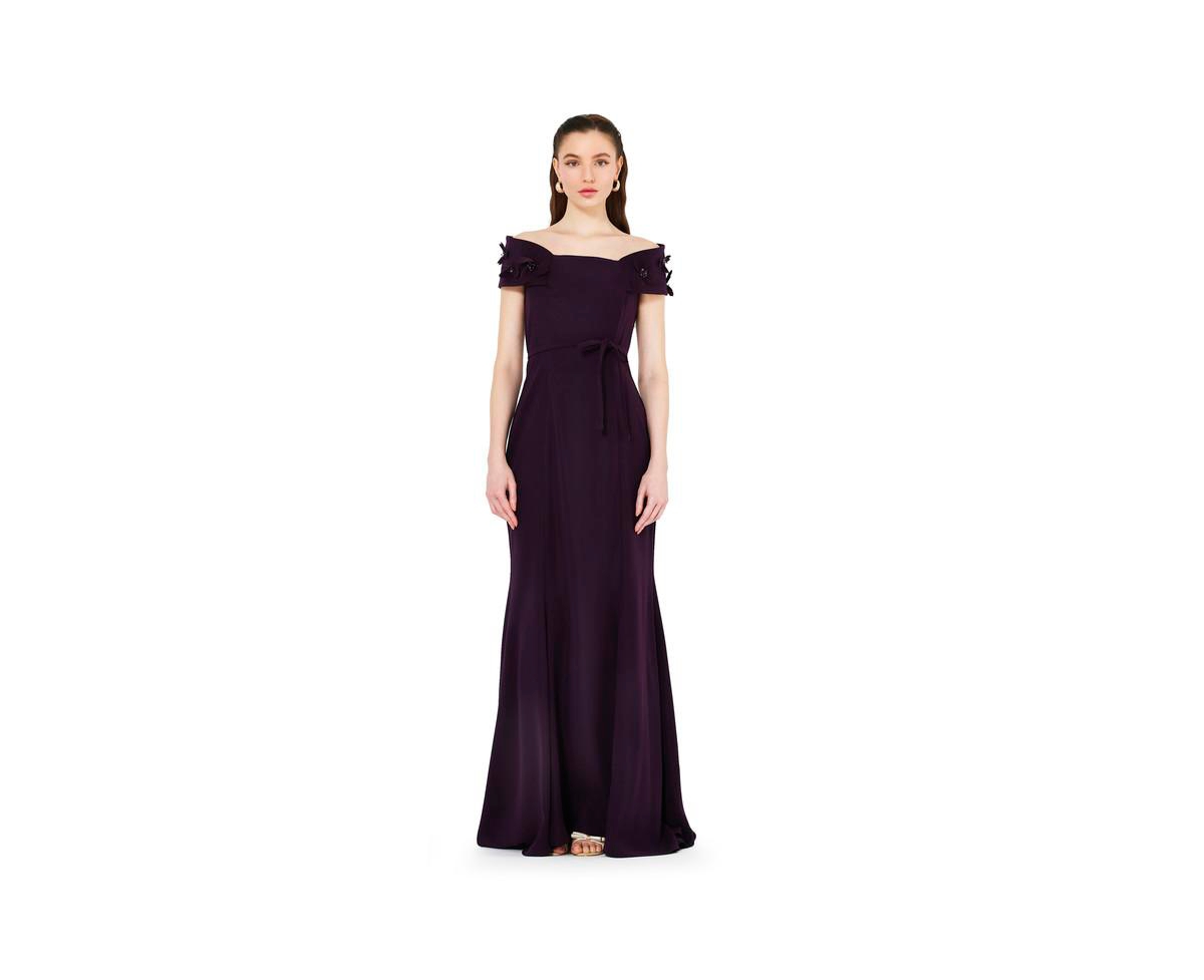 Women's Off-The-Shoulder Mermaid Gown In Crepe - Wine