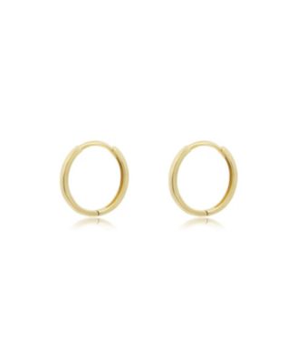 Gold Huggie Hoop Earrings 14K Yellow Gold 12 x 2 millimeters