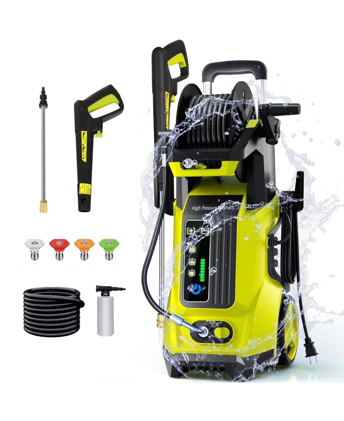 5000 Psi 3.5 Gpm Cold Water Electric Pressure Washer with 5 Quick-Connect Nozzles and Foam Cannon - Yellow