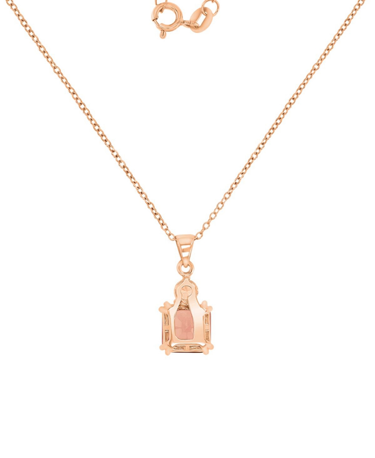 Macy's Cubic Zirconia Two-stone 18" Pendant Necklace In 14k Rose Gold-plated Sterling Silver In Pink