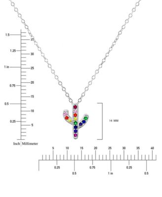 Cubic Zirconia Multicolor Cactus 18" Pendant Necklace