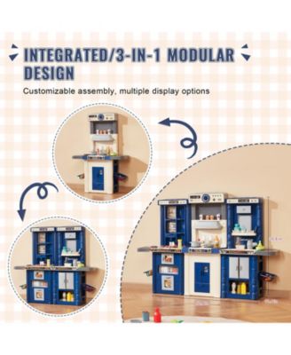 Kids Kitchen Playset with 74 Piece Pretend Cooking Accessories for Role Play Fun