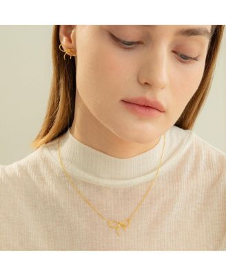 Sterling Silver 18k Gold Plated Colette Chic Ribbon Necklace