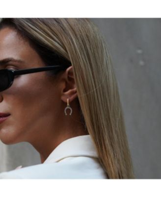 Gold Vermeil Hoop Sterling Silver Horseshoe Equestrian Earrings