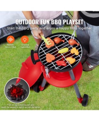 28 Piece Kids BBQ Grill Playset with Pretend Cooking Sound and Light Features