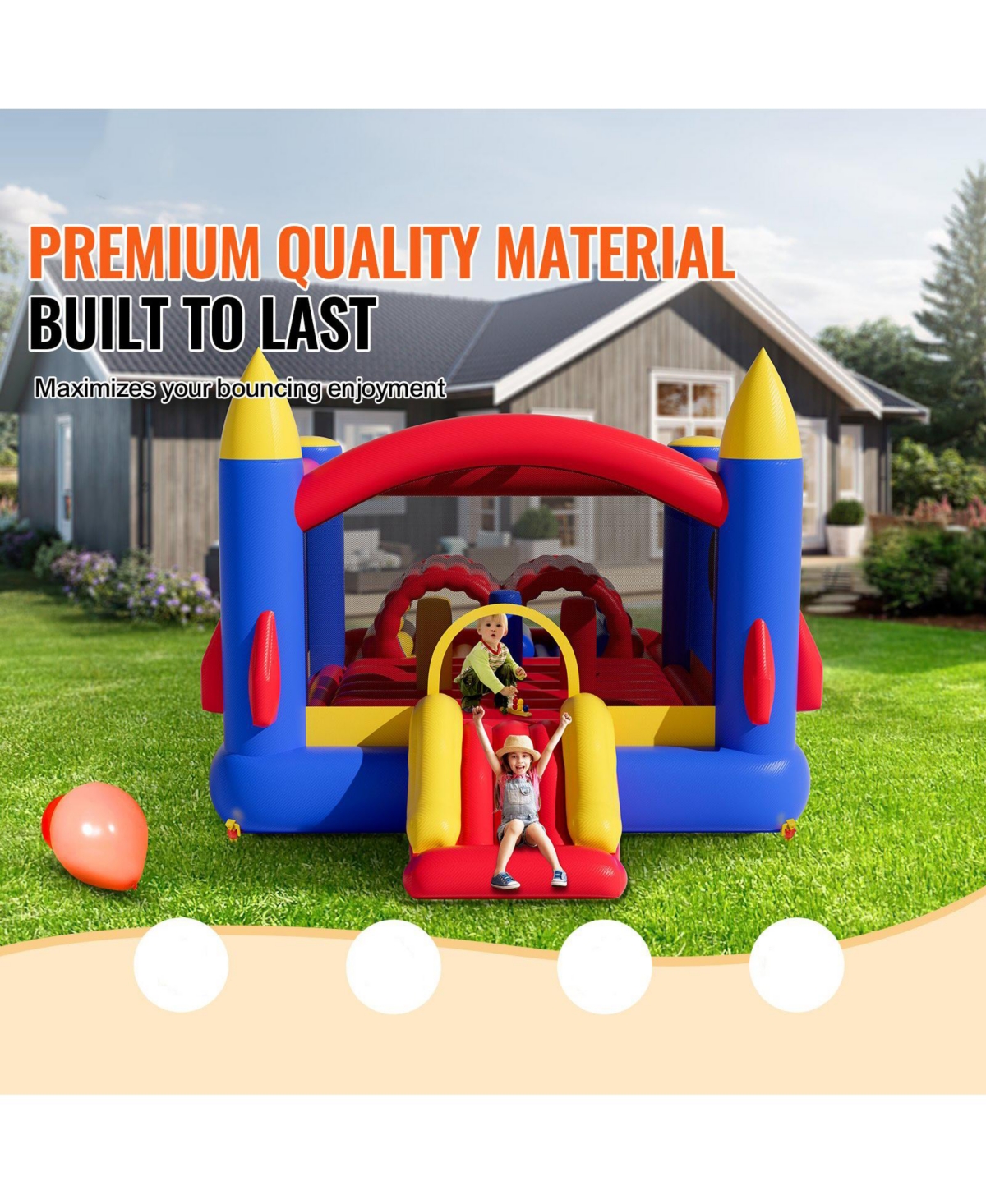 Family Backyard Inflatable Bounce House with Slide Blower and Storage Bag for Kids